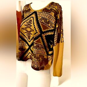🔆YA LOS ANGELES🔆 AZTEC LONG BATWING SLEEVE BOXY T-SHIRT SWEATER TOP NWOT🌻